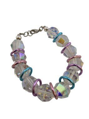 Vintage Faceted crystal and Anodized Bracelet (A9188)